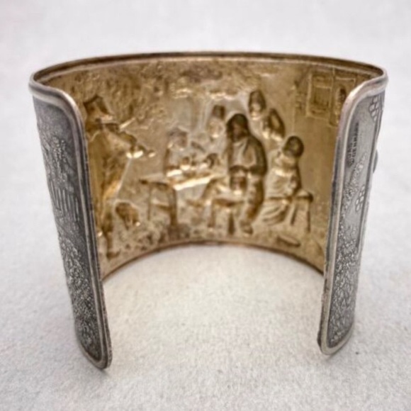 Hans Jensen Denmark Repousee silver plated  cuff - Picture 4 of 11
